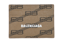 Balenciaga Signature BB Monogram Card Holder,Canvas,Brown,P1317, B/DB, 3*